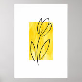 Hand Drawn Tulip, Yellow Watercolor Abstract Poster (Voorkant)