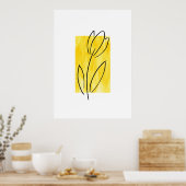 Hand Drawn Tulip, Yellow Watercolor Abstract Poster (Keuken)