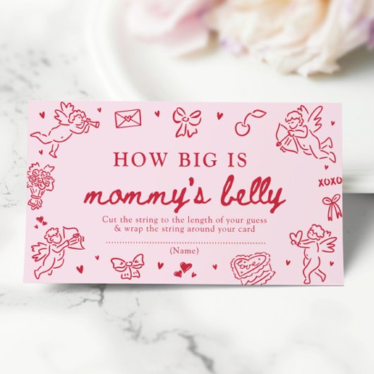 Hand Drawn Valentine How Big is Mommy's Belly Game Informatiekaartje