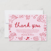 Hand Drawn Valentine Sweetheart Thank you card Bedankkaart (Voorkant)