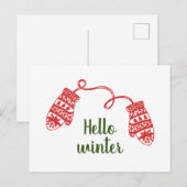 Hand Drawn Warm Winter Mittens Kerstfeestdag Briefkaart (Voorkant / Achterkant)