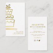 Hand Drawn Wedding Cake Gold & White Visitekaartje (Voorkant / Achterkant)
