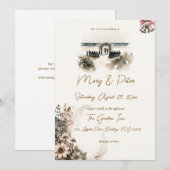 Hand drawn wedding invitation floral beach (Devant / Derrière)