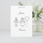 Hand Drawn Wedding Invitation Kaart (Staand voorkant)
