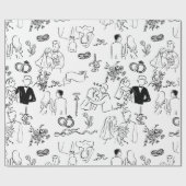 hand drawn wedding marriage engagement proposal cadeaupapier (Vlak)