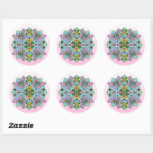 Hand Drawn Whimsical Butterfly Mandala Ronde Sticker (Vel)
