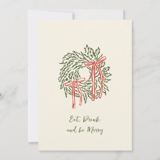 Hand Drawn Whimsical Christmas Holiday Dinner Invi Kaart (Achterkant)