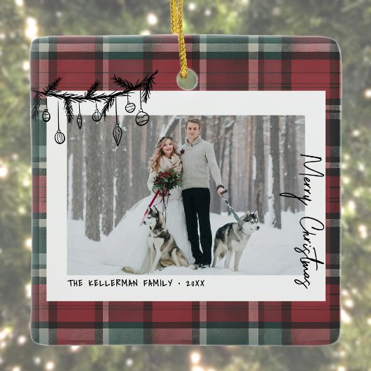 Hand Drawn Whimsical Christmas Photo Keramisch Ornament