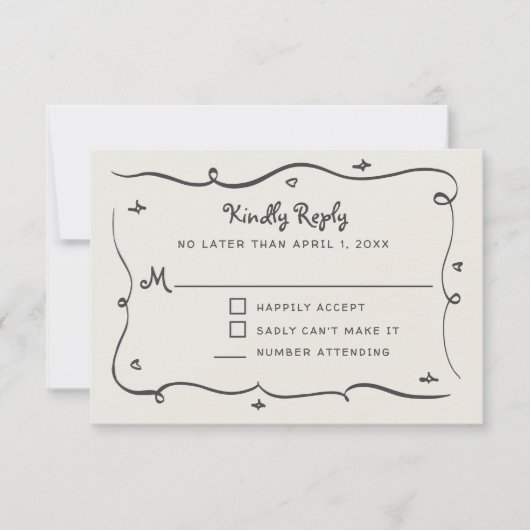 Hand Drawn Whimsical Doodles Wavy Frame RSVP (Devant)