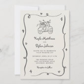 Hand Drawn Whimsical Doodles Wavy Frame Wedding Kaart (Voorkant)