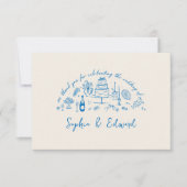 Hand-drawn whimsical line art wedding style bedankkaart (Voorkant)