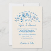 Hand-drawn whimsical line art wedding style kaart (Voorkant)
