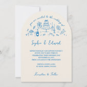 Hand-drawn whimsical line art wedding style kaart (Voorkant)