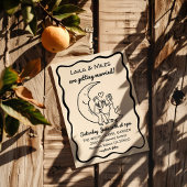 Hand Drawn Whimsical Moon wedding invitation