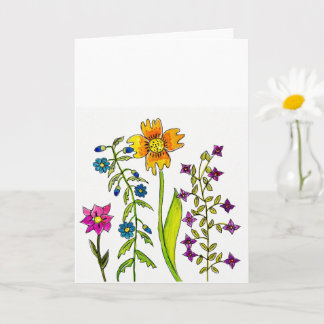 Hand-Drawn Wildflower Trio Greeting Kaart