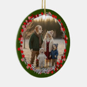 Hand Drawn Winter Berries Wreath Photo Keramisch Ornament (Rechts)