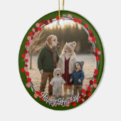 Hand Drawn Winter Berries Wreath Photo Keramisch Ornament (Links)