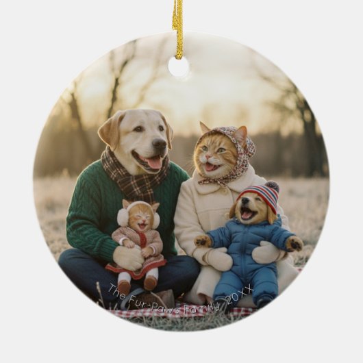 Hand Drawn Winter Berries Wreath Photo Keramisch Ornament (Achterkant)