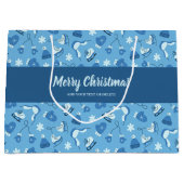 Hand Drawn Winter Pattern Blue Large Gift Bag Groot Cadeauzakje (Voorkant)