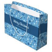 Hand Drawn Winter Pattern Blue Large Gift Bag Groot Cadeauzakje (Achterkant Gekanteld)