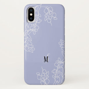 Hand Drawn Wisteria Floral Monogram iPhone X Hoesje