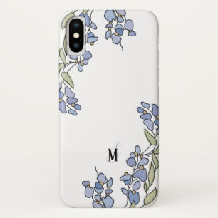 Hand Drawn Wisteria Floral Monogram iPhone X Hoesje