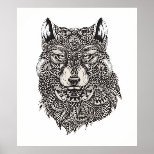 Hand Drawn Wolf Poster (Voorkant)