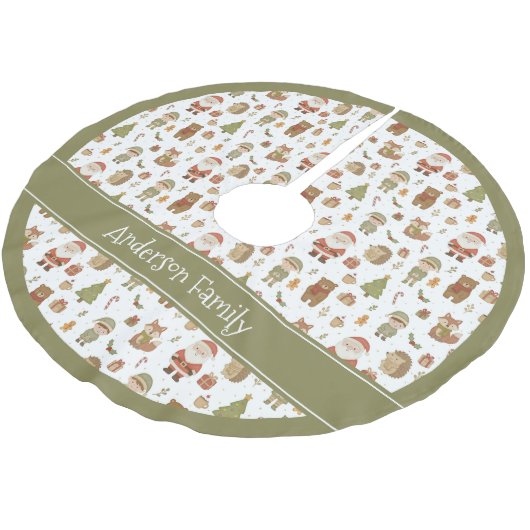 Hand Drawn Woodland Animals - Christmas Tree Skirt Kerstboom Rok (Gekanteld)