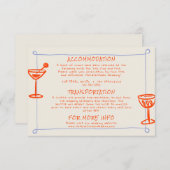Hand Drawn Written Blue Orange Wedding Details  Informatiekaartje (Voorkant / Achterkant)