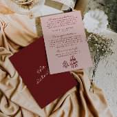 Hand Drawn Written Pink Burgundy Wedding Details Informatiekaartje
