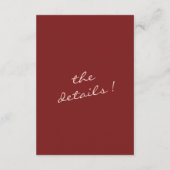 Hand Drawn Written Pink Burgundy Wedding Details Informatiekaartje (Achterkant)