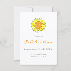 Hand Drawn Yellow Oranje Sunflower Kaart