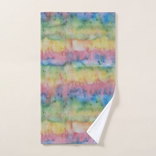 Hand Dyed Rainbow Stripe Bad Handdoek (Handdoek)