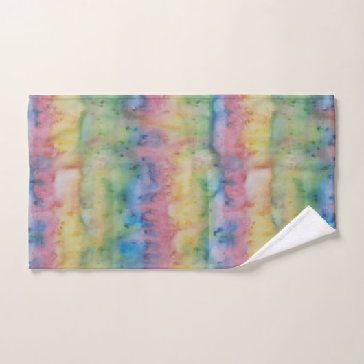 Hand Dyed Rainbow Stripe Bad Handdoek (Handdoek)