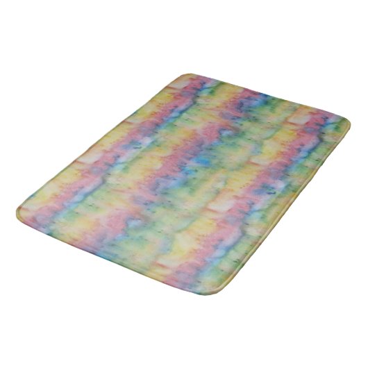 Hand Dyed Rainbow Stripe Badmat (Gekanteld)