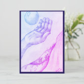 Hand en bol - Blauw Kaart (Staand voorkant)