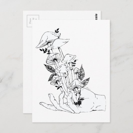 Hand en champignons briefkaart (Voorkant / Achterkant)