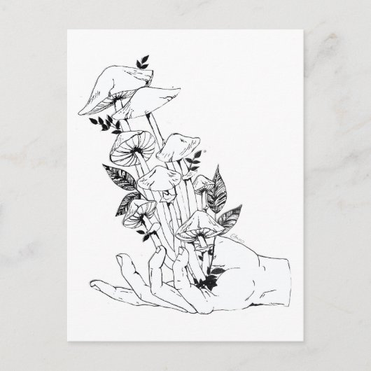 Hand en champignons briefkaart (Voorkant)