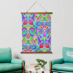 Hand- en digitaal gekleurd patroon art 22 hangend wandkleed