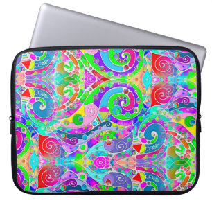 Hand- en digitaal gekleurd patroon art 22 laptop sleeve