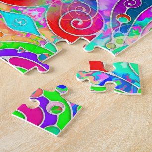 Hand- en digitaal gekleurd patroon art 22 legpuzzel