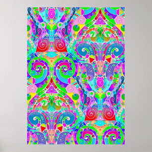 Hand- en digitaal gekleurd patroon art 22 poster