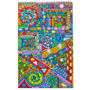 Hand- en digitaal gekleurd patroonpatroon art 53 kalender