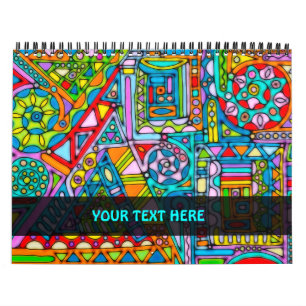 Hand- en digitaal gekleurd patroonpatroon art 53 kalender