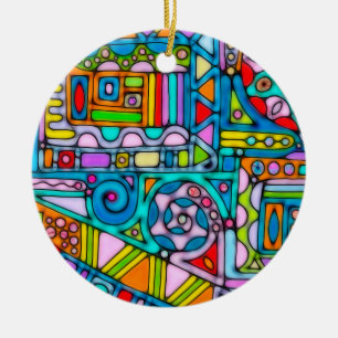 Hand- en digitaal gekleurd patroonpatroon art 53 keramisch ornament