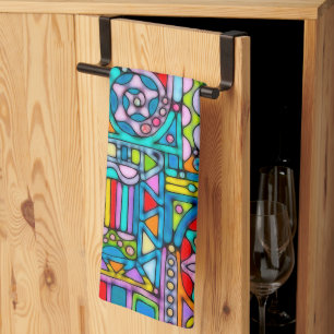 Hand- en digitaal gekleurd patroonpatroon art 53 theedoek