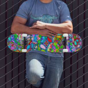 Hand- en digitaal gekleurd patroonpatroon art 54 skateboard