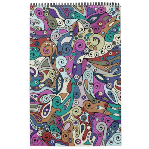 Hand- en digitaal gekleurd patroonpatroon art. 8 kalender