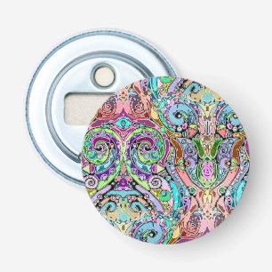 Hand- en digitaal gekleurde patroonkunst 10 button flesopener