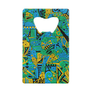 Hand- en digitaal gekleurde patroonkunst 21 kredietkaart flessenopener